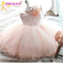 Grossistes prix ivoire princesse enfants dentelle fleur fille robe modèles fille partie usure western 3 ans fille avec grand noeud papillon